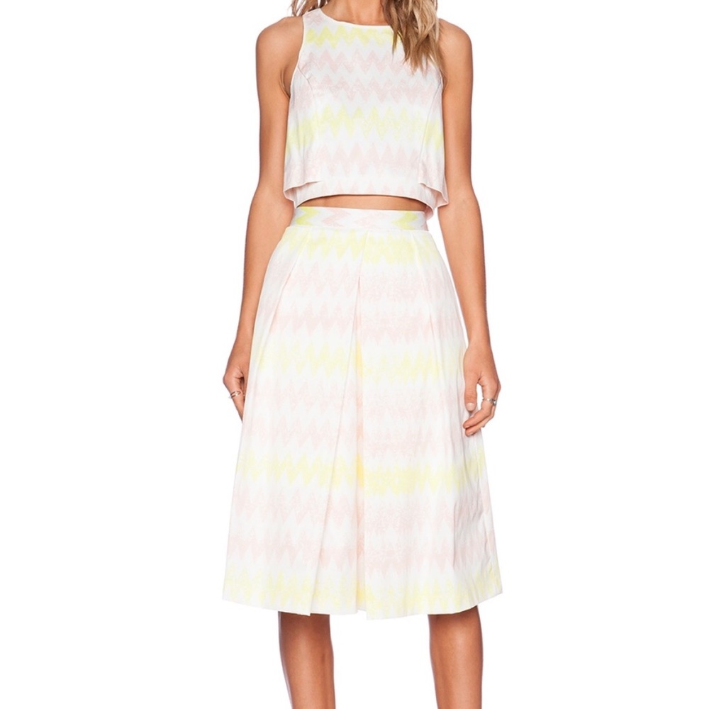 1. State chevron pink 2 piece crop top n skirt